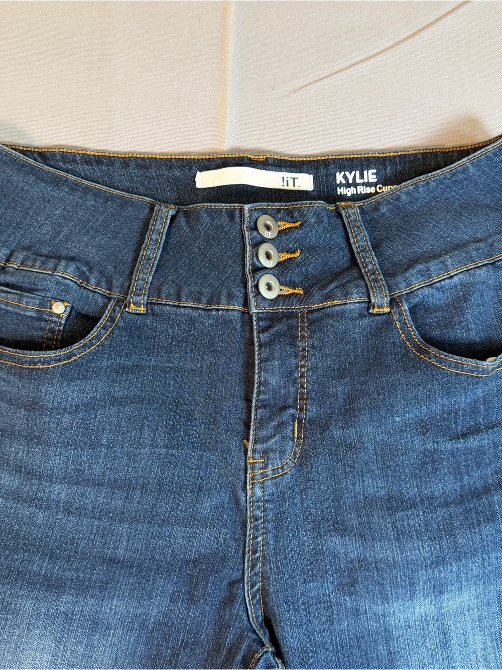 iT Jeans Kylie High Rise Skinny Women’s sz13 Dark Blue Stretch Wide Waist Jeans - Picture 4 of 11